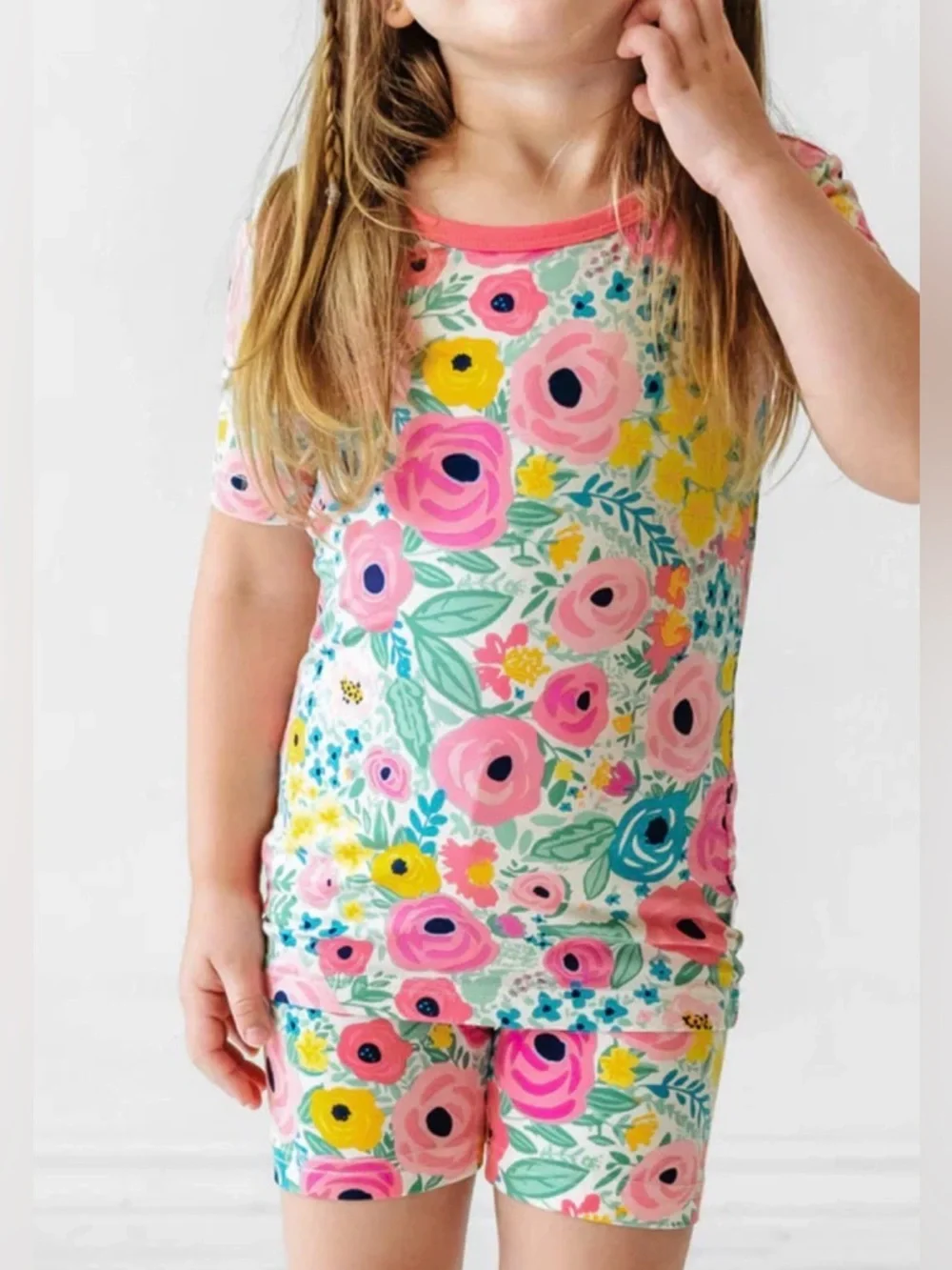 Little Sleepies Pajama Short Set Pink Check 12-18 months NWT